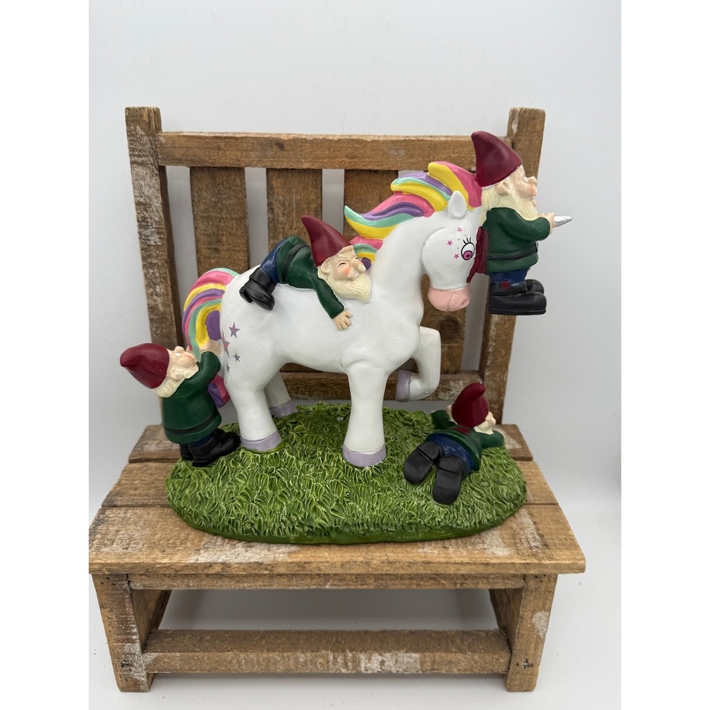 BigMouth Inc Unicorn Attack Garden Gnome Unisex 9in White New Funny Lawn Decor